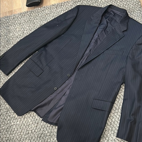 Hickey Freeman Collection Men's Navy 100% Wool Pinstripe Blazer Size 44 Long